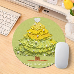 Cartoon Mouse Pad Round Flowers Christmas Tree