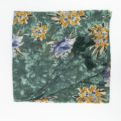 Dark Green Flower Scarf Vintage Ink Tie Dye Tassel Shawl 31 50'