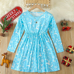 Sweet Girls Crew Neck Long Sleeve Dress Spring Fall
