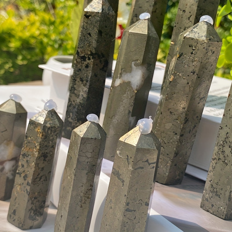 Natural Crystal Pyrite Healing Point Wand Home Decoration