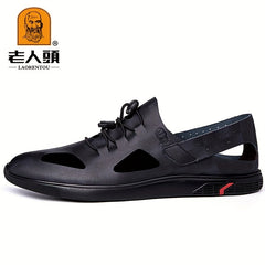 Men's Breathable Leather Sandals Slip On Outdoor Beach Spring Summer