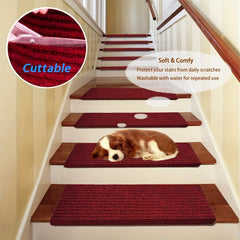 10pcs Bullnose Carpet Stair Treads Set Non Slip Washable Soft Skid Resistant