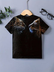 Boy's Lion & Leopard Graphic T shirt Casual 3D Print Tee