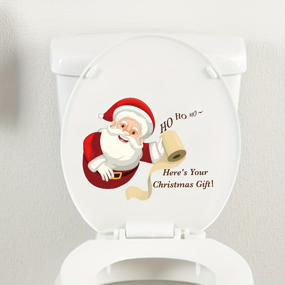 Christmas Cartoon Santa Claus Toilet Sticker Bathroom Renovation Self-adhesive