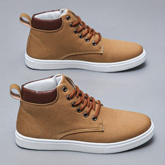 Men's High Top Canvas Skate Shoes with Traction Lace-Up Sneakers