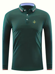 Men's Sword Print Golf Shirt Long Sleeve Collared Business Casual