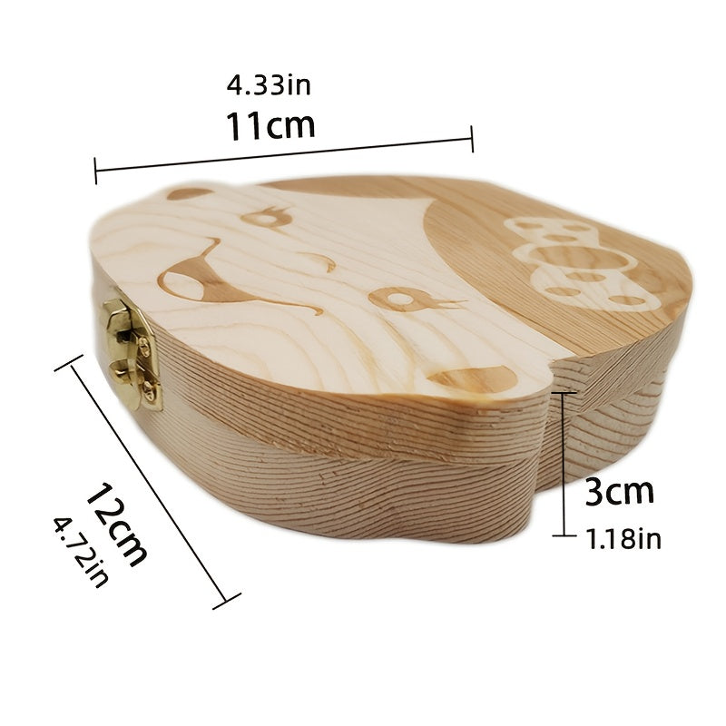 Wooden Baby Tooth Storage Box Teeth Organizer Gift Keepsakes