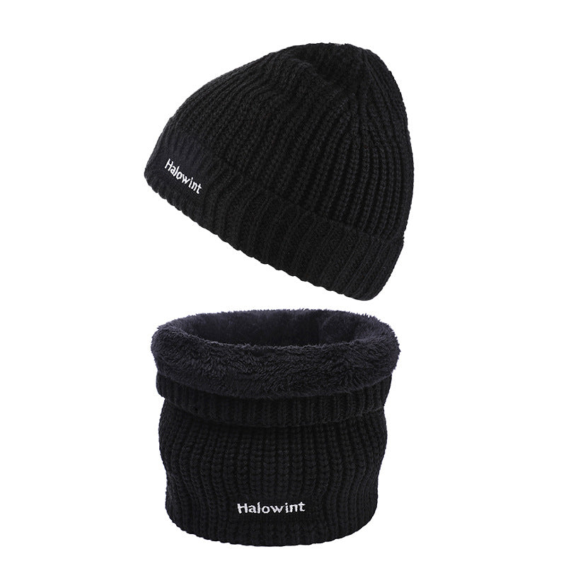 2 Pcs Autumn Winter Warm Embroidered Fleece Neck Set