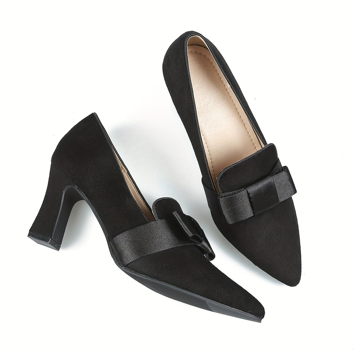 Women's Bowknot Slip-On Cone Heel Shoes