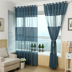 Striped Tulle Curtain for Home Decor - Bedroom Office Kitchen Living