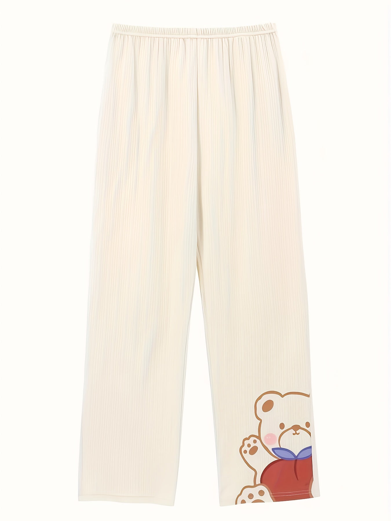 Bear Print Pajama Set Short Sleeve Top & Pants