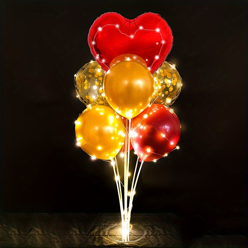 Table Flutter Balloon Holder Set with LED String Lights - Holds 7 Balloons