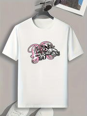 Animal & Letters Print Men's Graphic T-shirt for Summer