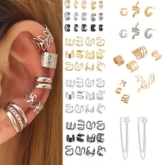 12pcs Alloy Ear Clip No Piercing Hook Clip Earrings For Women