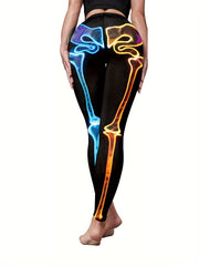 Women's Plus Skull Print High Rise Halloween Leggings
