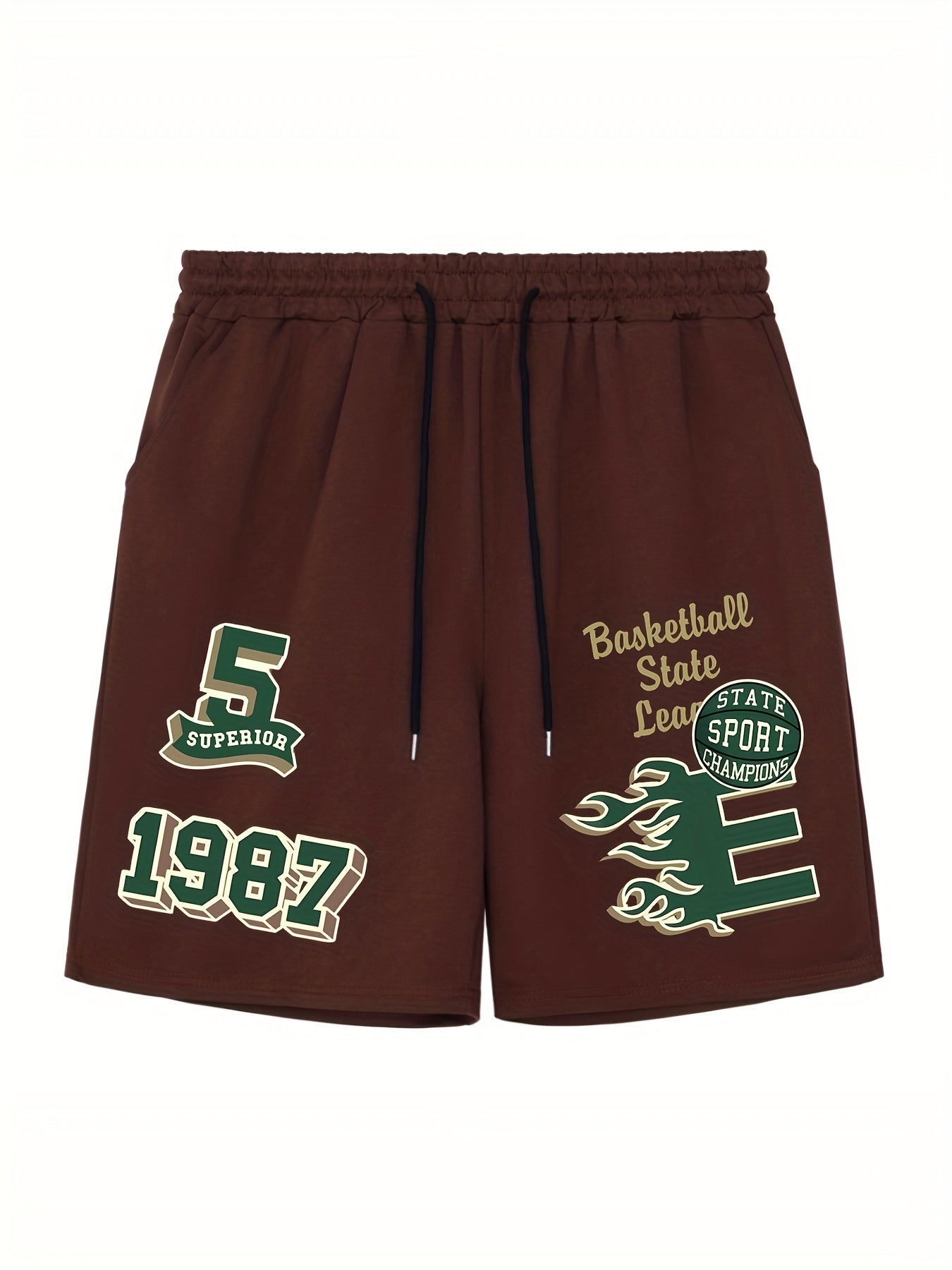 Men's Bball State League Graphic Shorts Stretchy Comfy Summer Daily Casual Pants