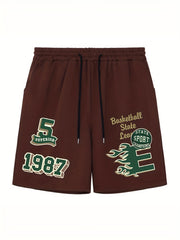 Men's Bball State League Graphic Shorts Stretchy Comfy Summer Daily Casual Pants