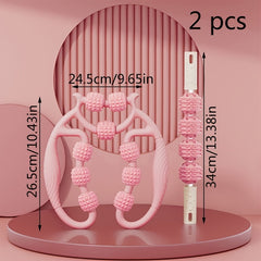 Leg Massage Clamp 4 wheels Yoga Pilates Roller Stick