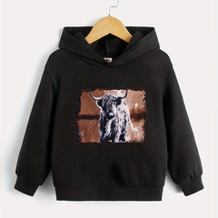 Sheep Print Boys Casual Hooded Sweatshirt for Spring Fall