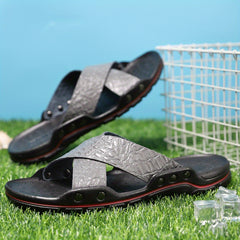 Men's Cross Band Slides Sandals Casual Non Slip Slippers Open Toe Shoes
