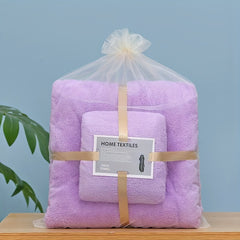 2pcs Solid Coral Fleece Towel Set Soft Hand & Bath Towel