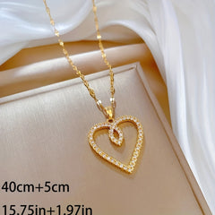 Stainless Steel Heart Love Pendant Necklace for Women Girl