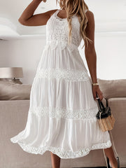 Lace Bridesmaid Dress Sleeveless Crew Neck Tank Dress