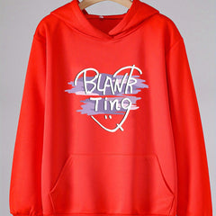 Girl's Blank Ting Print Hoodie Kids Pullover Long Sleeve Top
