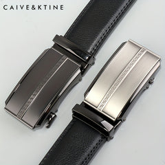 Caivektine Men's Cowhide Belt Business Casual Leather Belt