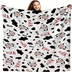 Cow Print Blanket Soft Warm Flannel Blanket for Home & Outdoor Use