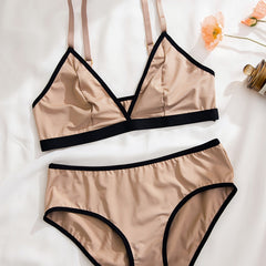 Colorblock Trim Push-Up Bra & Panties Lingerie Set