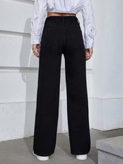 High Waist Wide Leg Straight Jeans Women's Denim Pants
