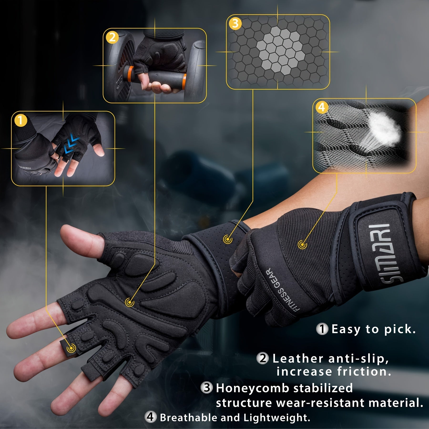 Non Slip Workout Gloves with Wrist Wraps Full Palm Protection