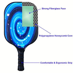 2 Fiberglass Pickleball Paddles Set + 4 Balls & Bag