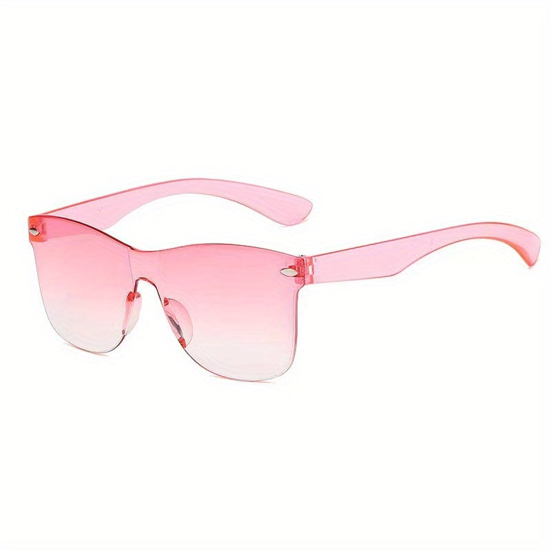 Square One piece Sunglasses Rivet Decor UV400