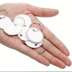 50pcs Metal Rim Key Tags 3.1 Cm Paper Labels Round Plastic Key Chain Tags