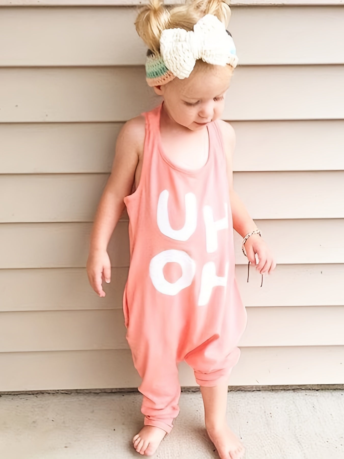 Toddlers Letter Print Baggy Jumpsuit for Summer