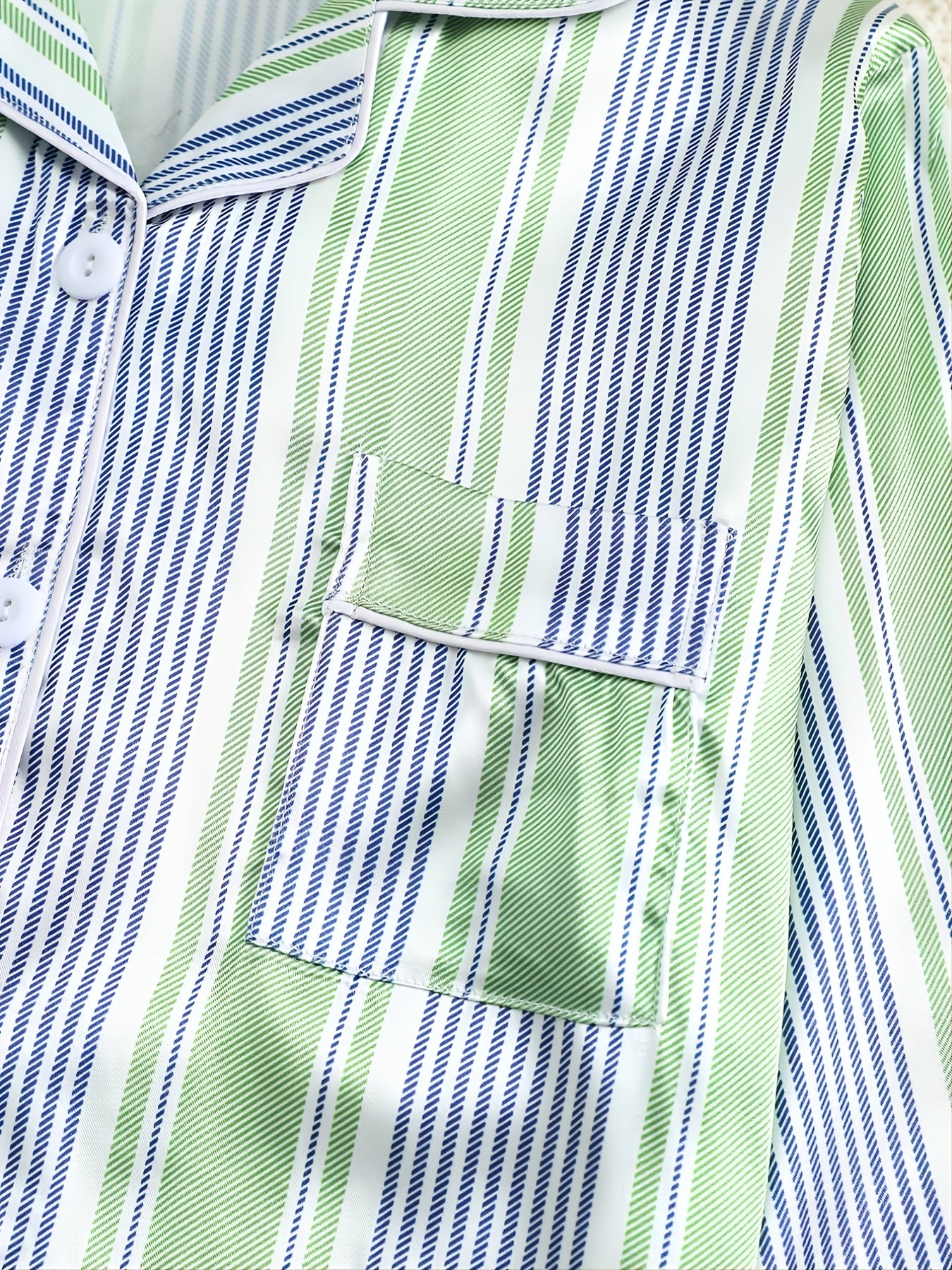 Boys' Striped Pajama Set, Long Sleeve Button Down Top & Pants