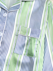 Boys' Striped Pajama Set, Long Sleeve Button Down Top & Pants