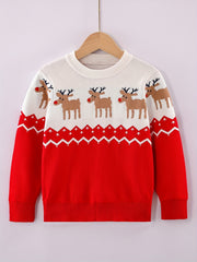 Kids Christmas Reindeer Sweater Long Sleeve Pullover