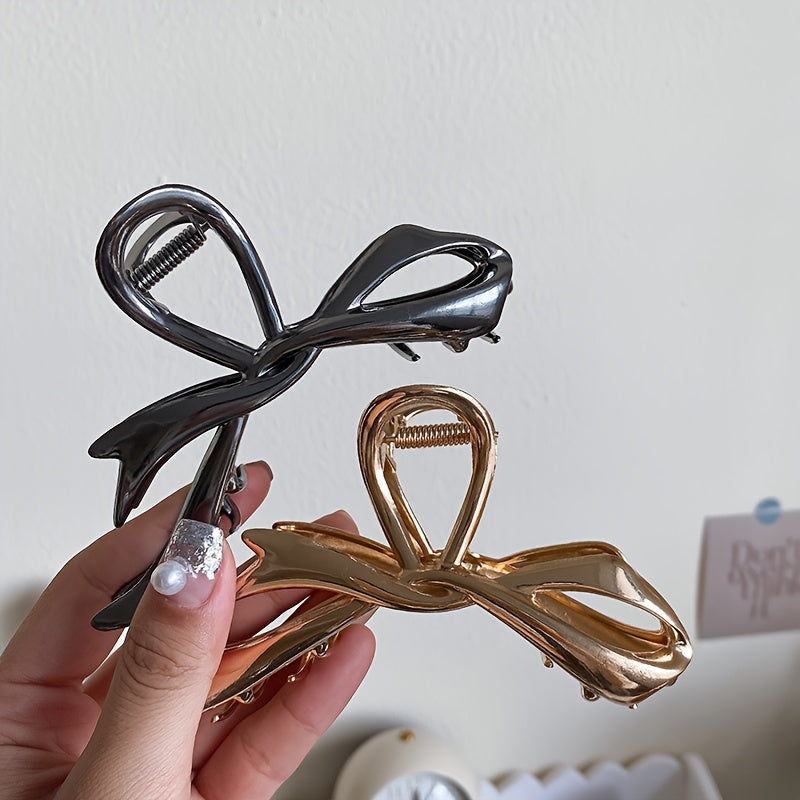 Minimalist Bow Ribbon Hair Claw Clip Non-slip Metal Hair Clip Women Girls