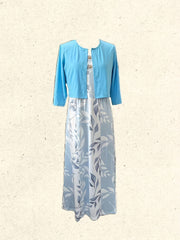 Solid Casual 2pc Set Open Front Solid Cropped Tops & Floral Print Dress
