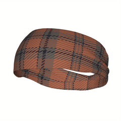 Men's Vintage Plaid Headband Non Slip Breathable Hairband Brown Plaid Pattern