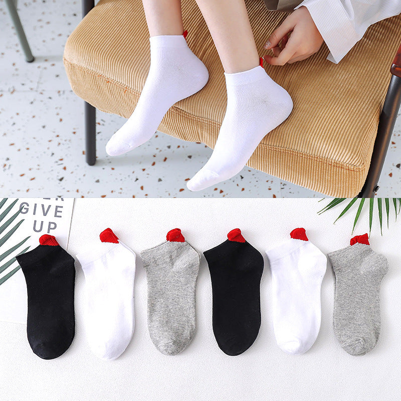 3 Pairs Heart Socks Ankle Socks Womens Socks Women Red Love Heart