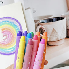 10 Twistable Crayons Glitter & Pastel Shades Non-Toxic Washable Gel
