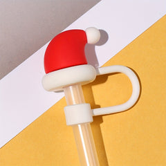 1pc Christmas Silicone Straw Cover Dustproof Straw Plug Cup Accessories