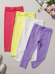 4pcs Girls' Basic Legging Pants Stretchy & Skinny Fit