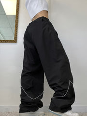 Loose Elastic Waist Cargo Pants with Side Pocket