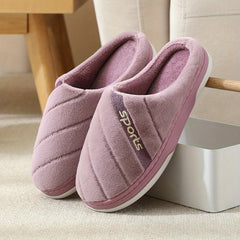Men's Stripped Fleece Slip On Slippers Warm Keep Assorted Colors Casual Shoes