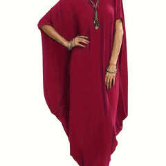 Women's Plus Solid Batwing Sleeve Maxi Cover Up Dress